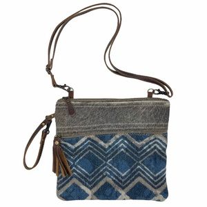 💙Myra Floto Blue Canvas & Hair-On Crossbody Bag💙